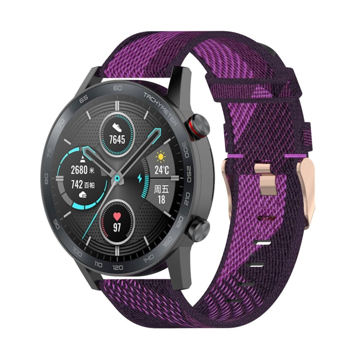 22mm Stripe Weave Nylon Wrist Strap Watch Band for Huawei GT / GT2 46mm, Honor Magic Watch 2 46mm / Magic 22mm Stripe Weave Nylon Wrist Strap Watch Band for Huawei GT / GT2 46mm, Honor Magic Watch 2 46mm / Magic